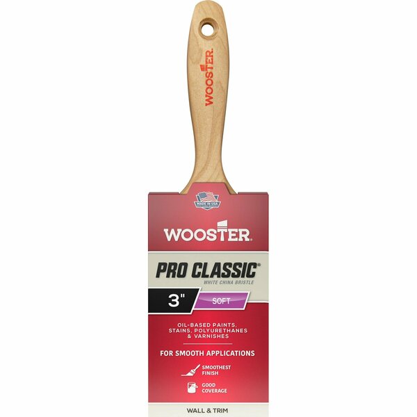 Wooster 3" Varnish Paint Brush, White China Bristle, Wood Handle L1104-3